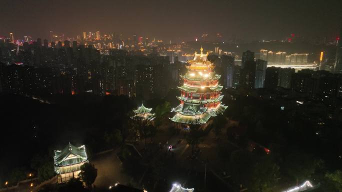 重庆鸿恩寺夜景航拍重庆夜景城市风光风景