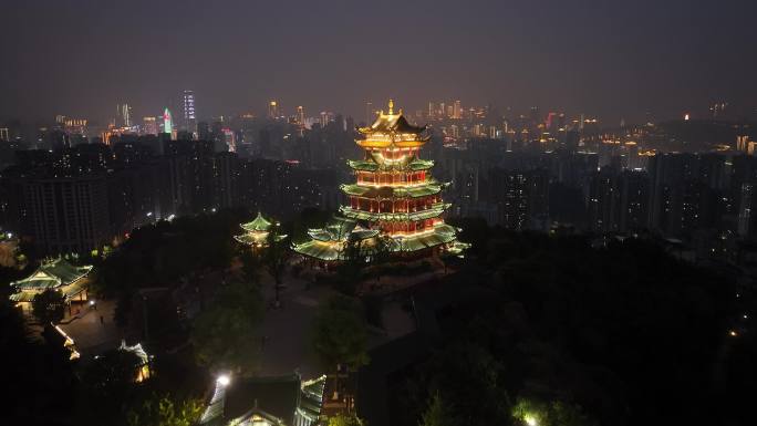 重庆鸿恩寺夜景航拍重庆夜景城市风光风景