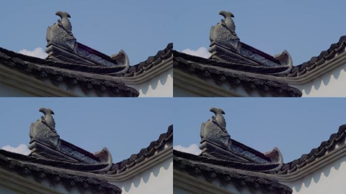 古建筑屋顶一角 敲打门环