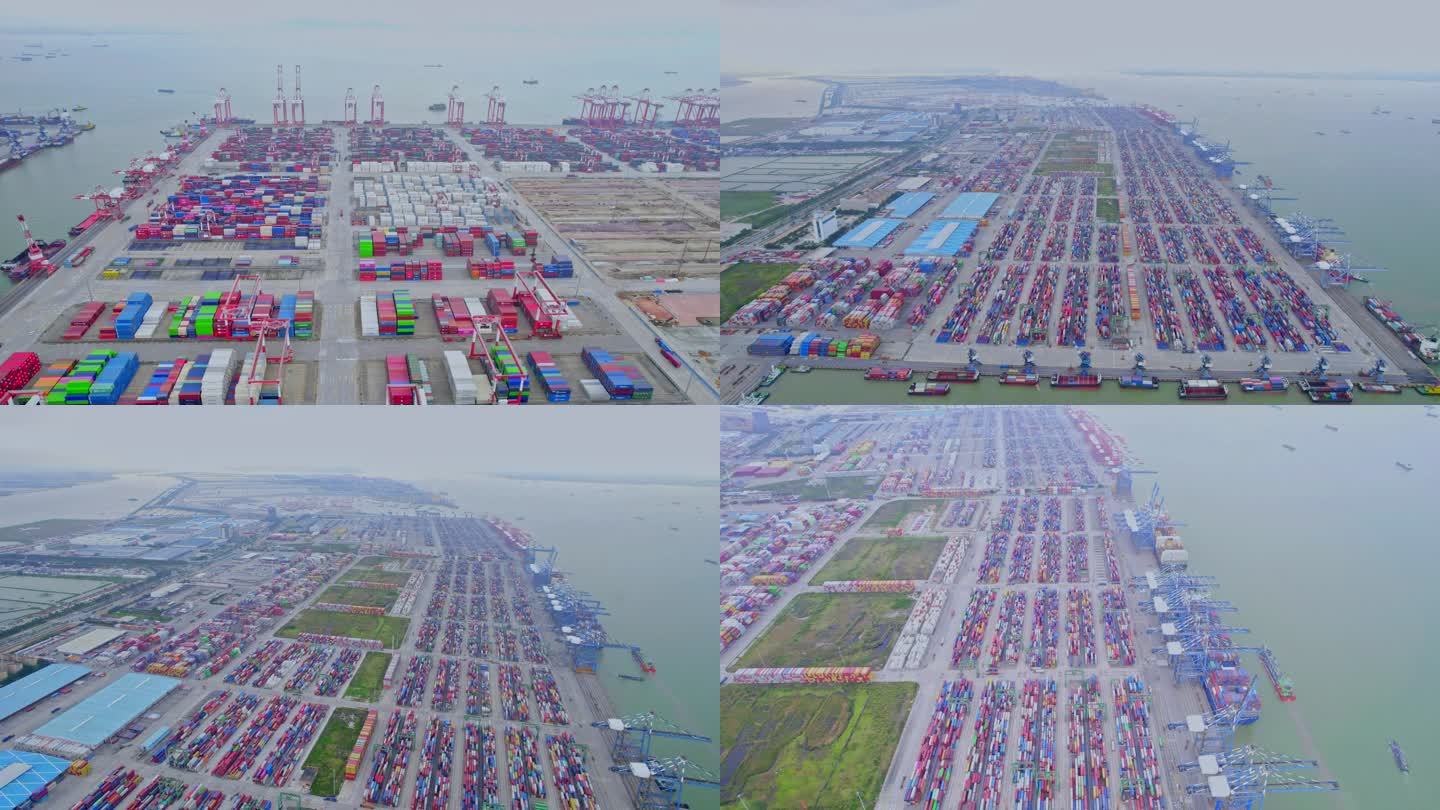 广州港南沙集装箱码头，港口货运