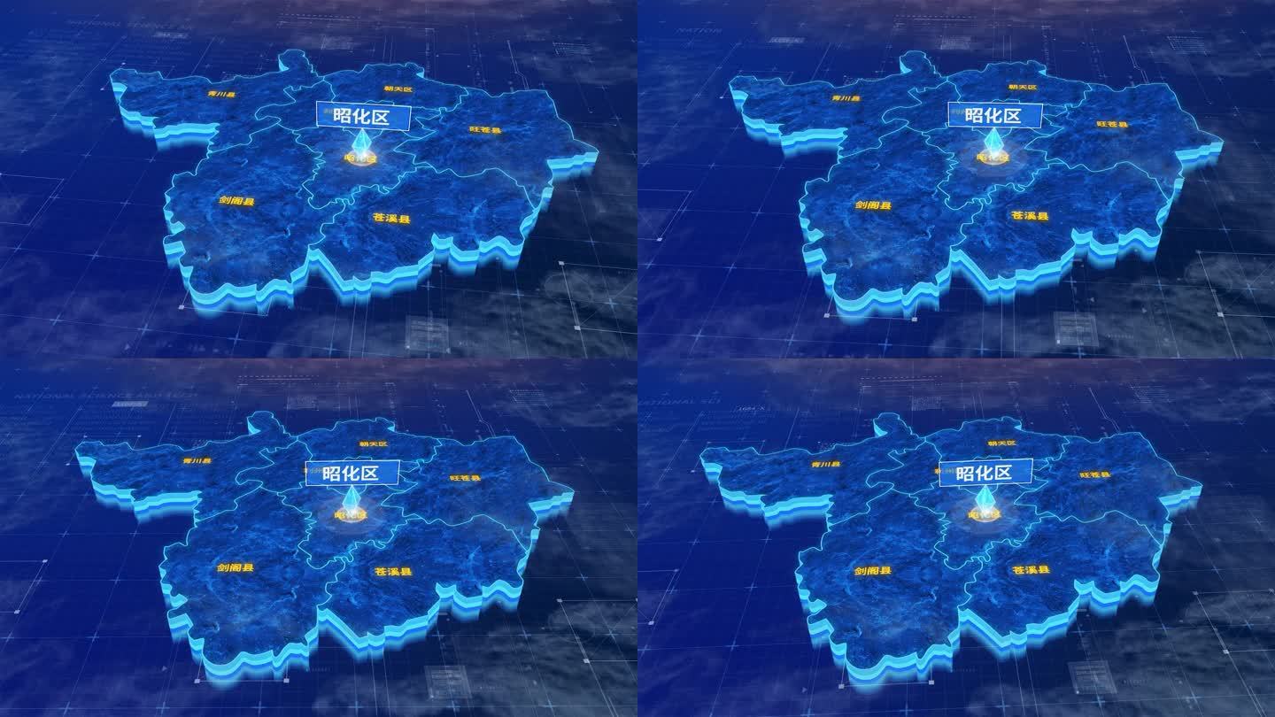 广元市昭化区三维蓝色科技地图