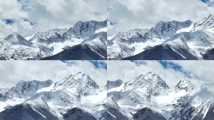 航拍中国西藏林芝雪山风光