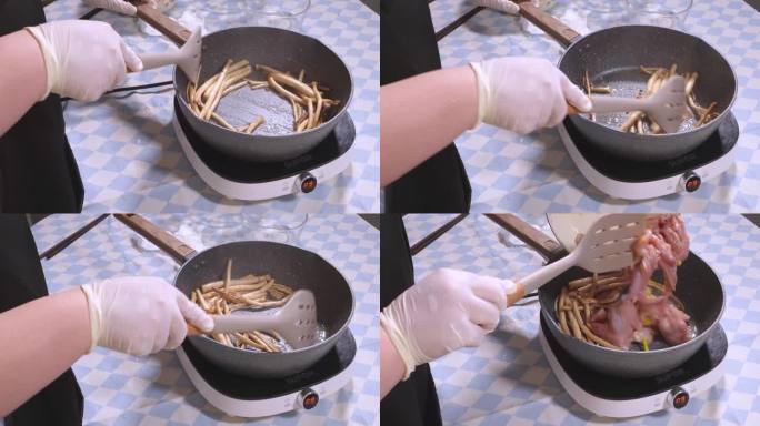 小鸡炖蘑菇茶树菇炒制做饭（1）