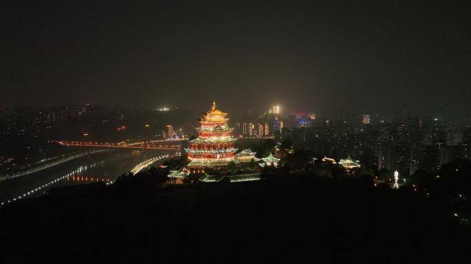 重庆鸿恩寺夜景航拍重庆夜景城市风光风景