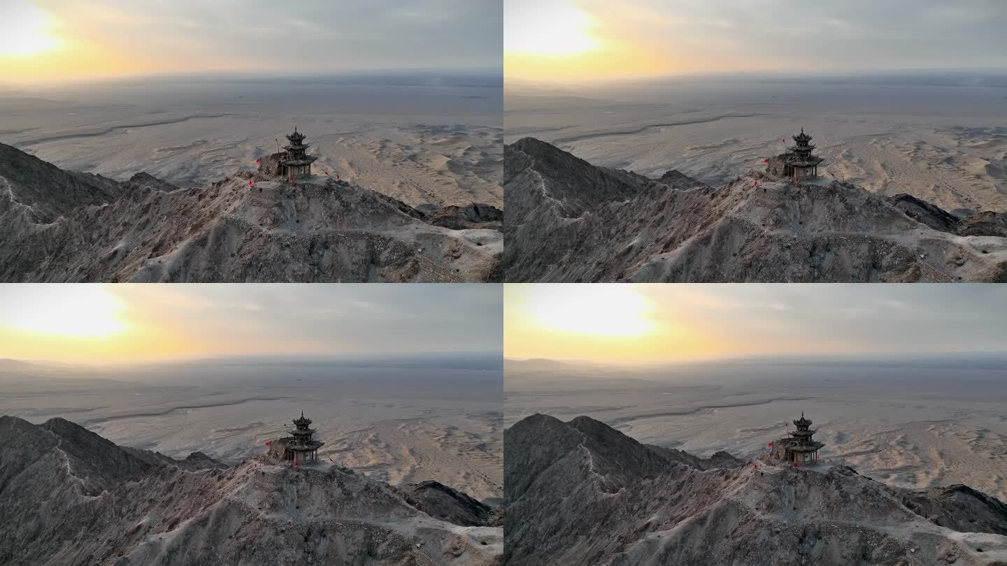 原创4K 沙漠 莫高窟 三危山 航拍