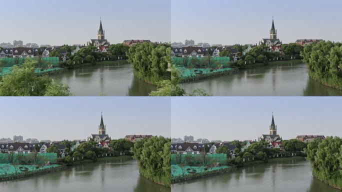 航拍泰晤士小镇自然生态环境