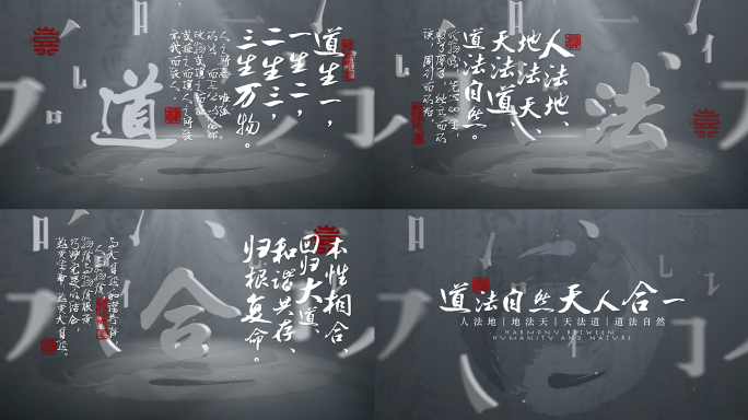 国风光影文字标题展示道法自然天人合一汉字