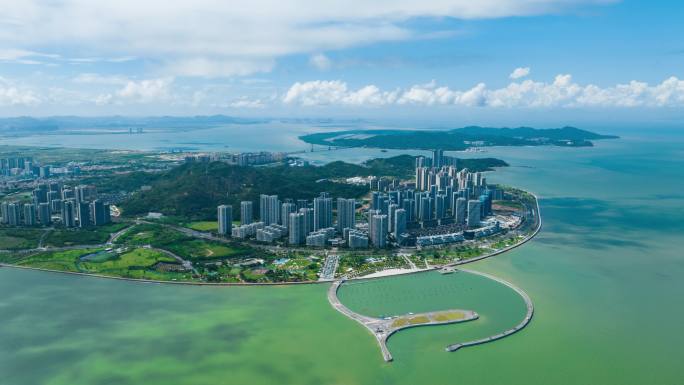 珠海高新区格力海岸航拍大范围延时