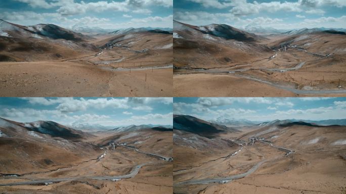 西藏旅游风仲巴县219国道山顶蜿蜒公路