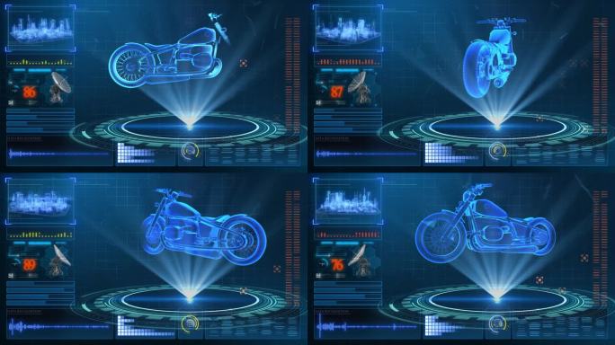 宝马摩托车HUD科技界面展示素材