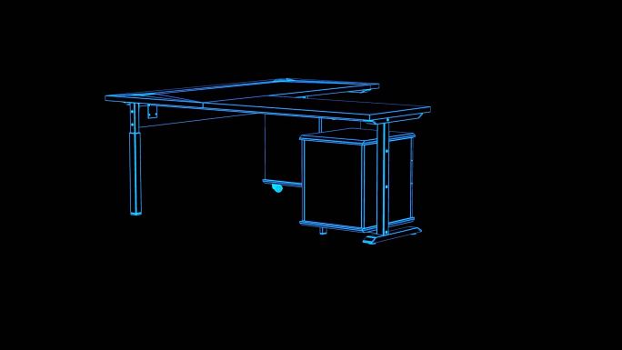 全息转角办公桌带通道