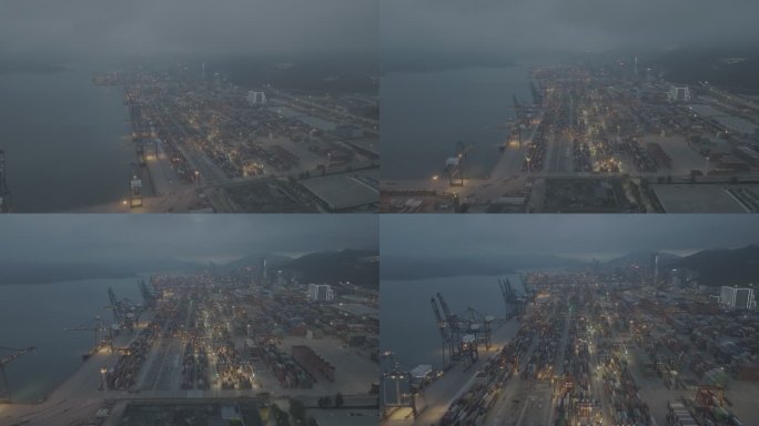 【御三LOG】盐田港货轮与集装箱航拍夜景