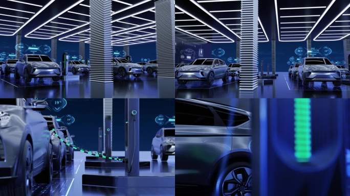 科技新能源汽车充电站充电桩双碳环保碳达峰