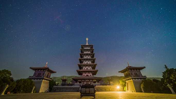 甘肃泾川大云寺星空延时素材