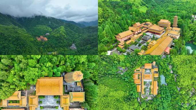 航拍临安天目山禅源寺