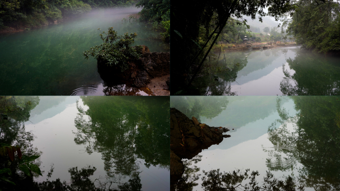 4K秘境河流峡谷薄雾水面河水