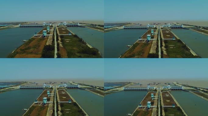 航拍淮河入海水道和苏北灌溉总渠