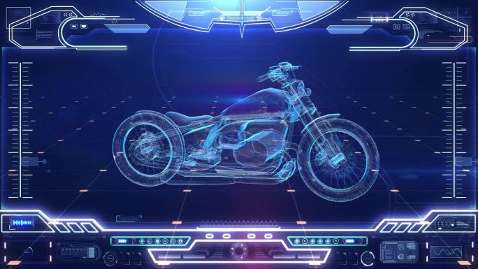 宝马摩托车HUD科技界面展示素材
