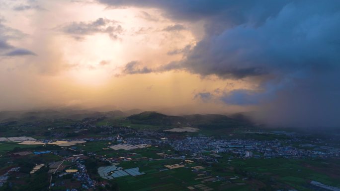 航拍下雨过程