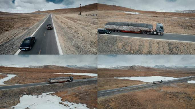 西藏旅游风光珠穆朗玛峰自然保护区公路车辆