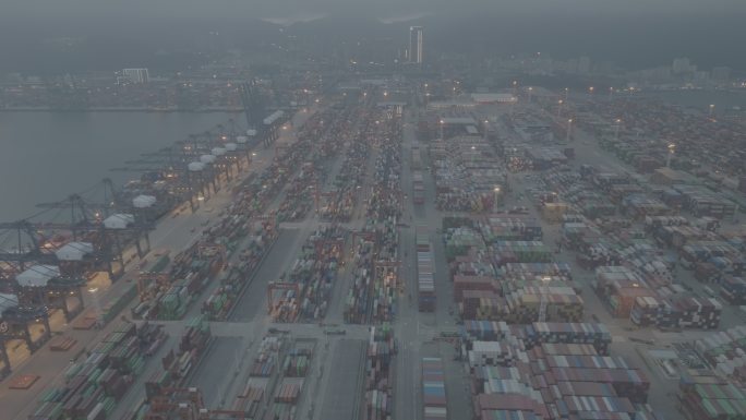 【御三LOG】盐田港货轮与集装箱航拍夜景