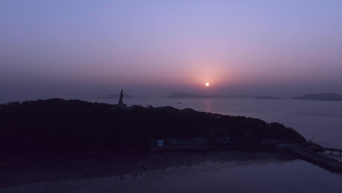 普陀山南海观音日出航拍