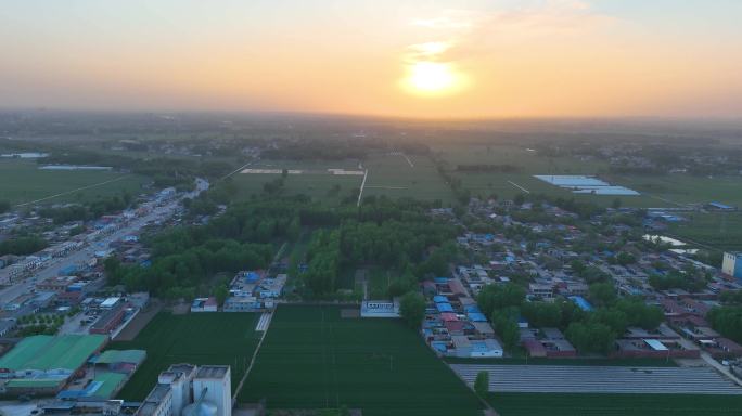 农村日落麦地航拍大景2