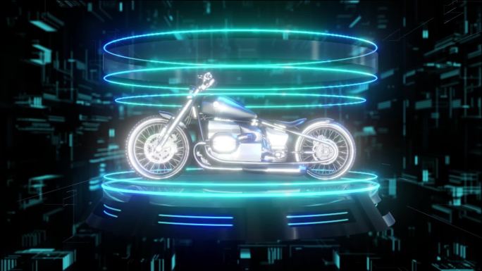 宝马摩托车元宇宙全息科技光圈展示素材
