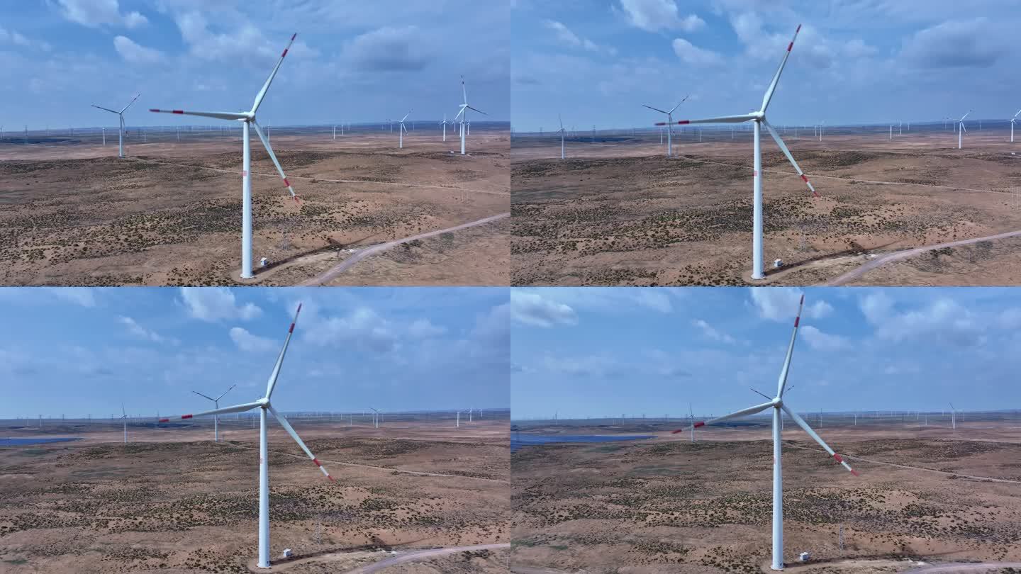 戈壁滩上的风力发电群