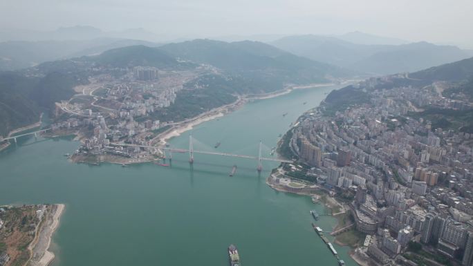 湖北恩施巴东县高空远景4K航拍