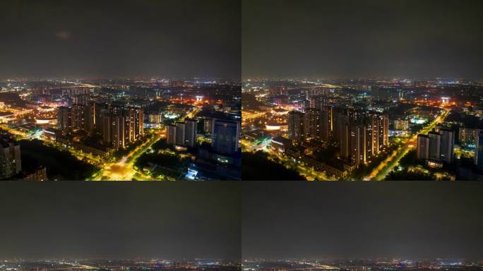 城市夜景航拍延时摄影