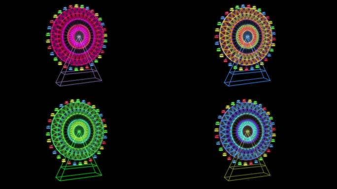 彩色摩天轮透明通道循环动画