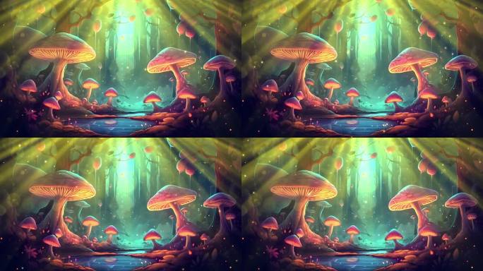 梦幻森林蘑菇场景循环