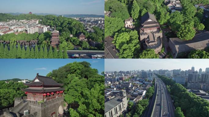 【合集】航拍杭州鼓楼河坊街历史街区