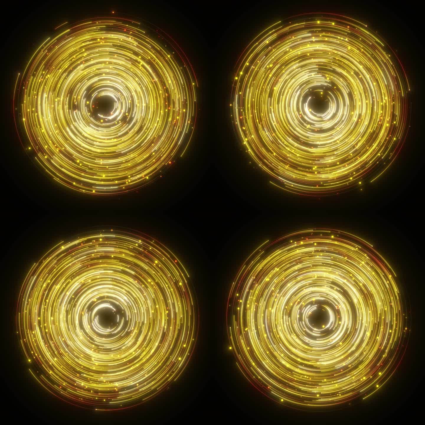 4k圆圈金色拖尾粒子星轨无缝循环AA