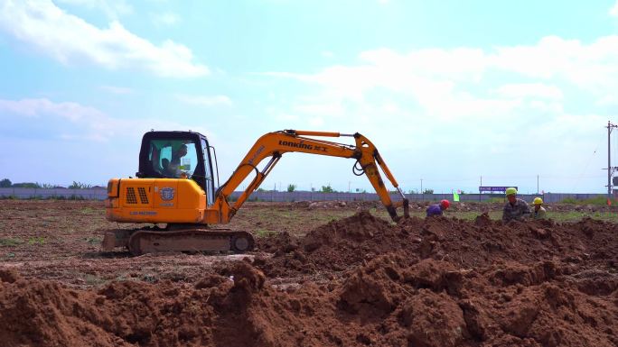 建筑工地挖掘机挖土工程素材