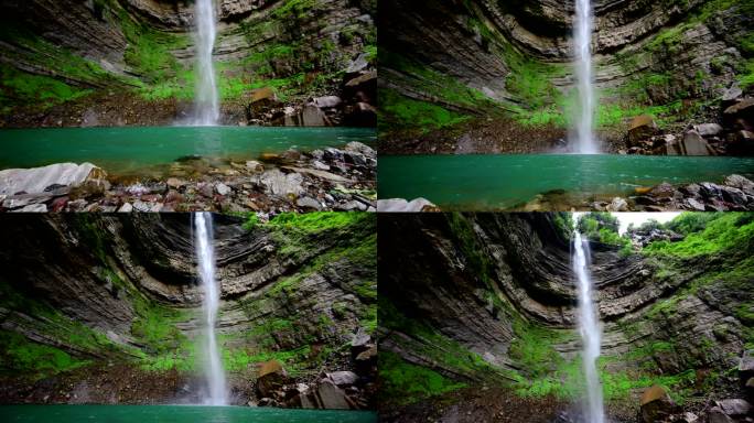 唯美神奇大自然绮丽景观高岩瀑布飞流