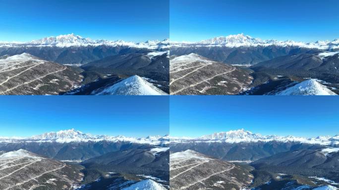 航拍西藏林芝冬季雪山风光