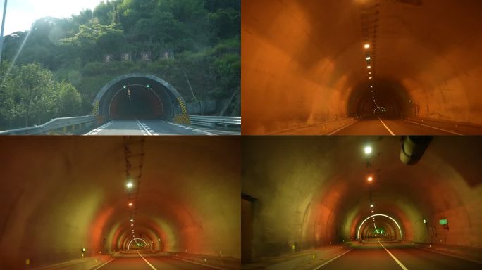 汽车高速公路行驶进入隧道开车视角行车视角