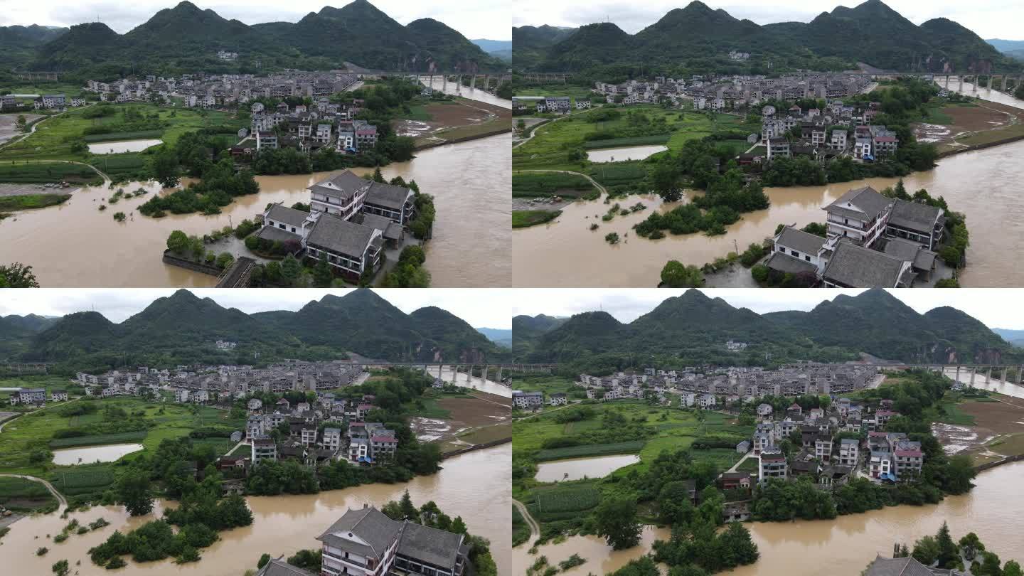 洪水中的村庄