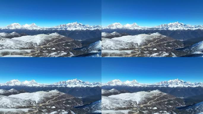 航拍西藏林芝冬季雪山风光