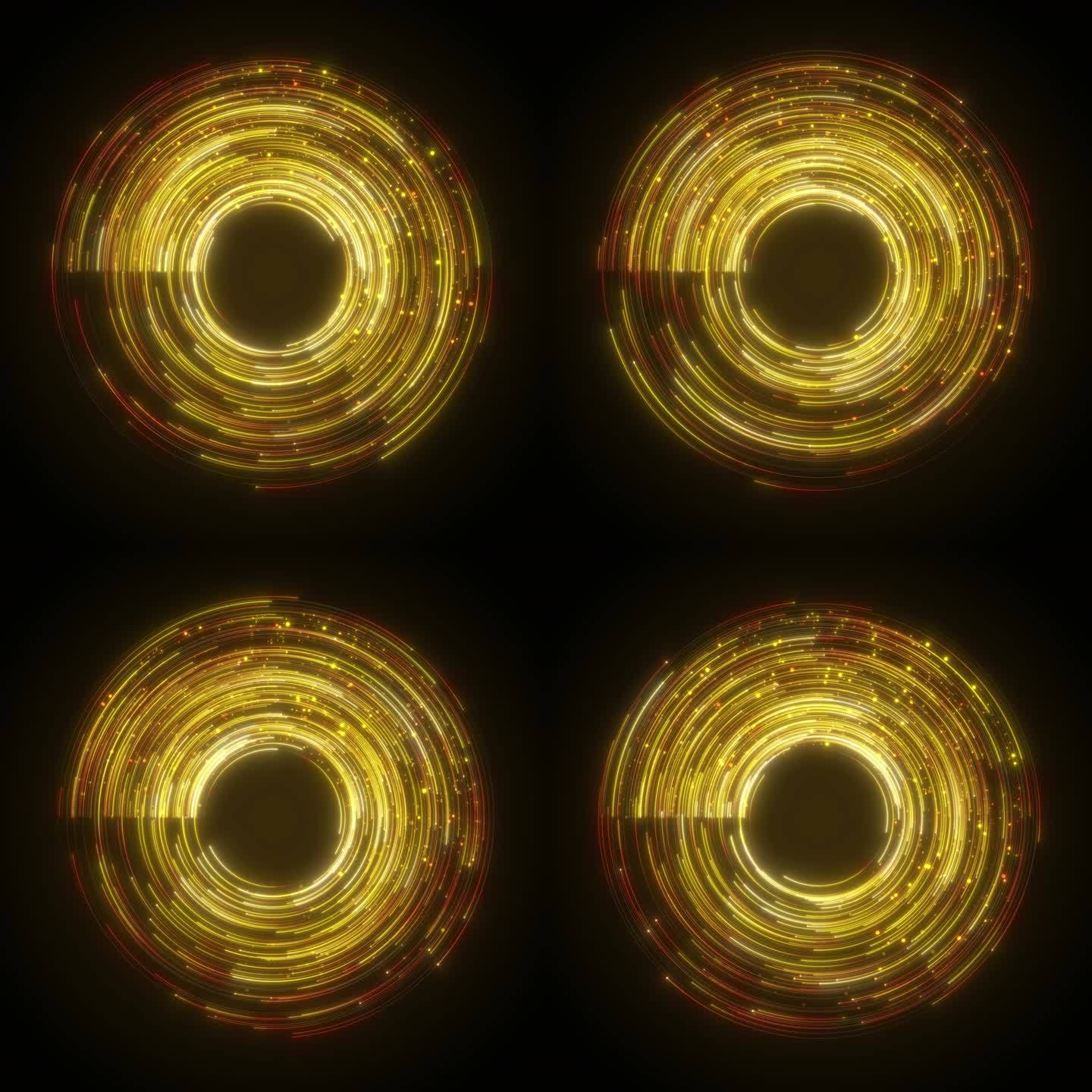 4k圆形金色拖尾粒子星轨无缝循环