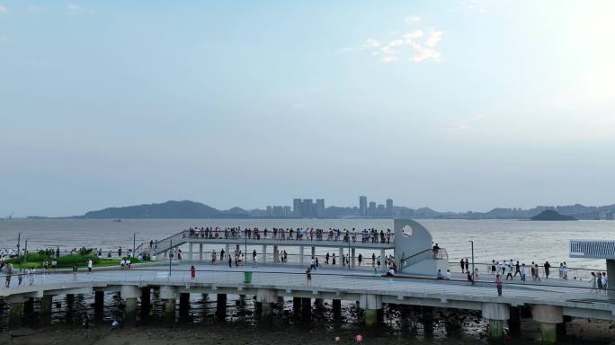 虎门大桥观景台人群