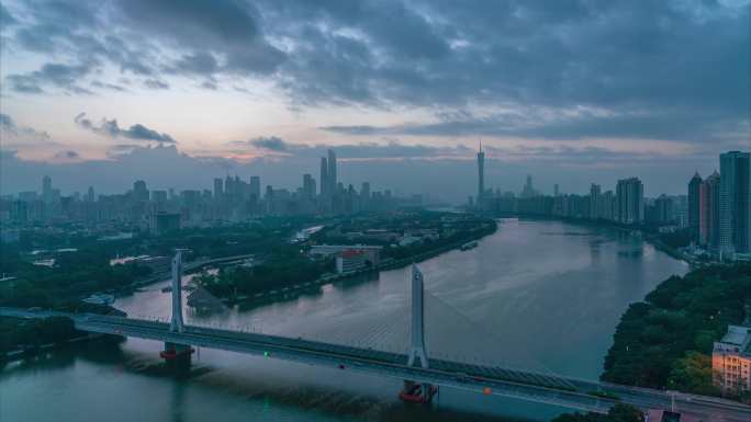 8K广州朝霞海印大桥夜转日延时