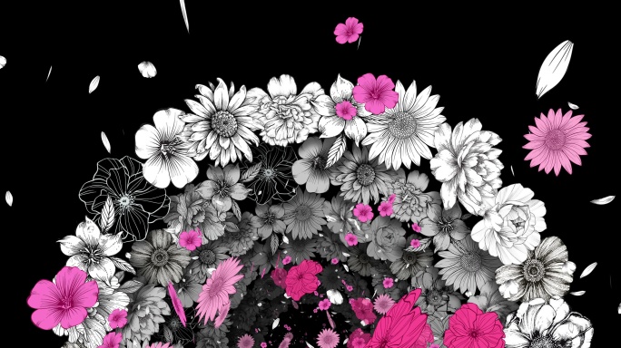 手绘插画花朵LED大屏背景动画