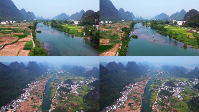 桂林遇龙河风光航拍