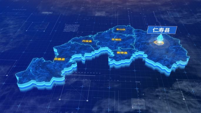 眉山市仁寿县三维蓝色科技地图