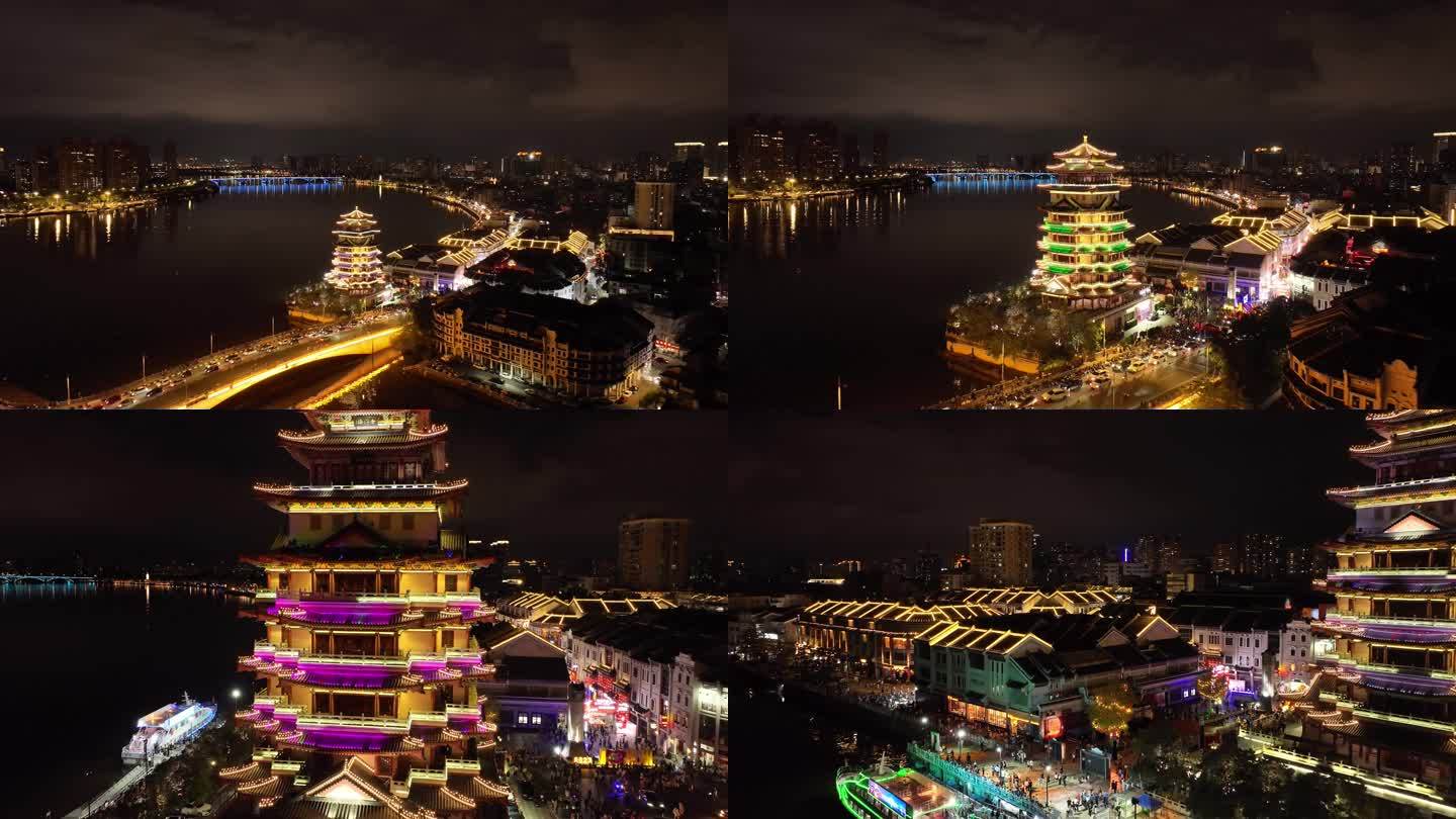 广东惠州合江楼航拍夜景
