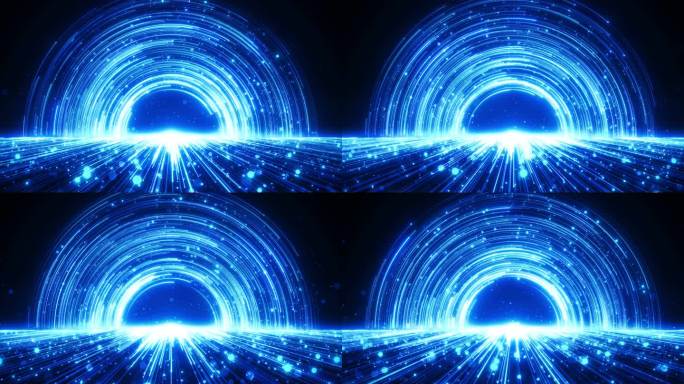 4k蓝色拖尾粒子地面射线星轨无缝循环