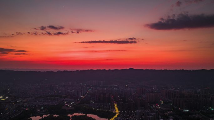 重庆市璧山区大景夜转日延时航拍